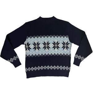 Vtg Pine State Ski Sweater Blue/White Sz L 100% Orlon Acrylic Knit 70s 80s